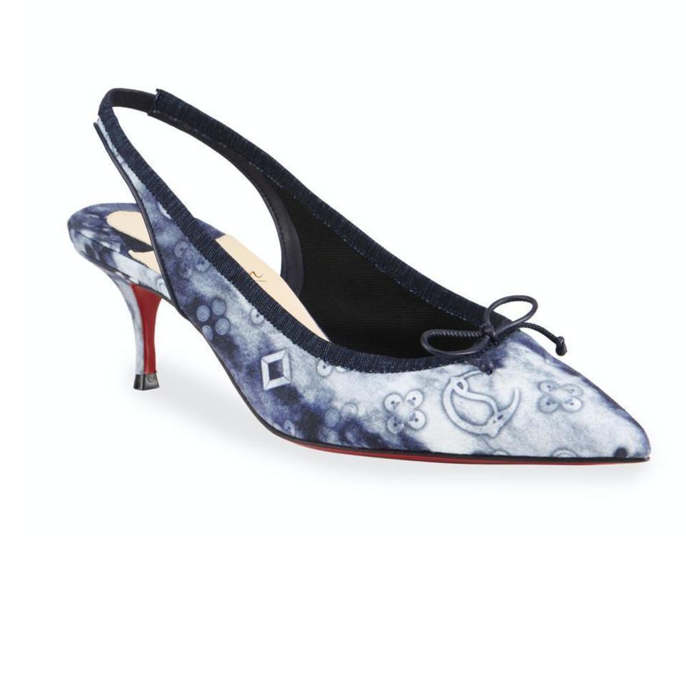 Hall Logo 55mm Kitten Heel Tie Dye CL Logo Print Slingback Heels D534